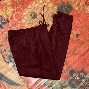 SUMPTUOUS!! Faux Suede Burgundy Elastic Adjustable Waist Jogger Style Pants